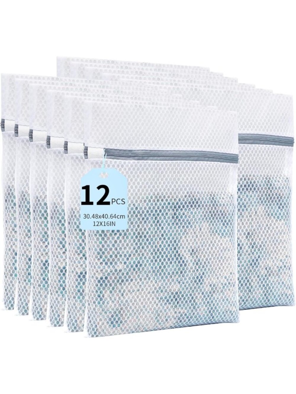 Delicate Mesh Laundry Bags with Strong Zipper - 12PCS for Clothes, Bras & Travel